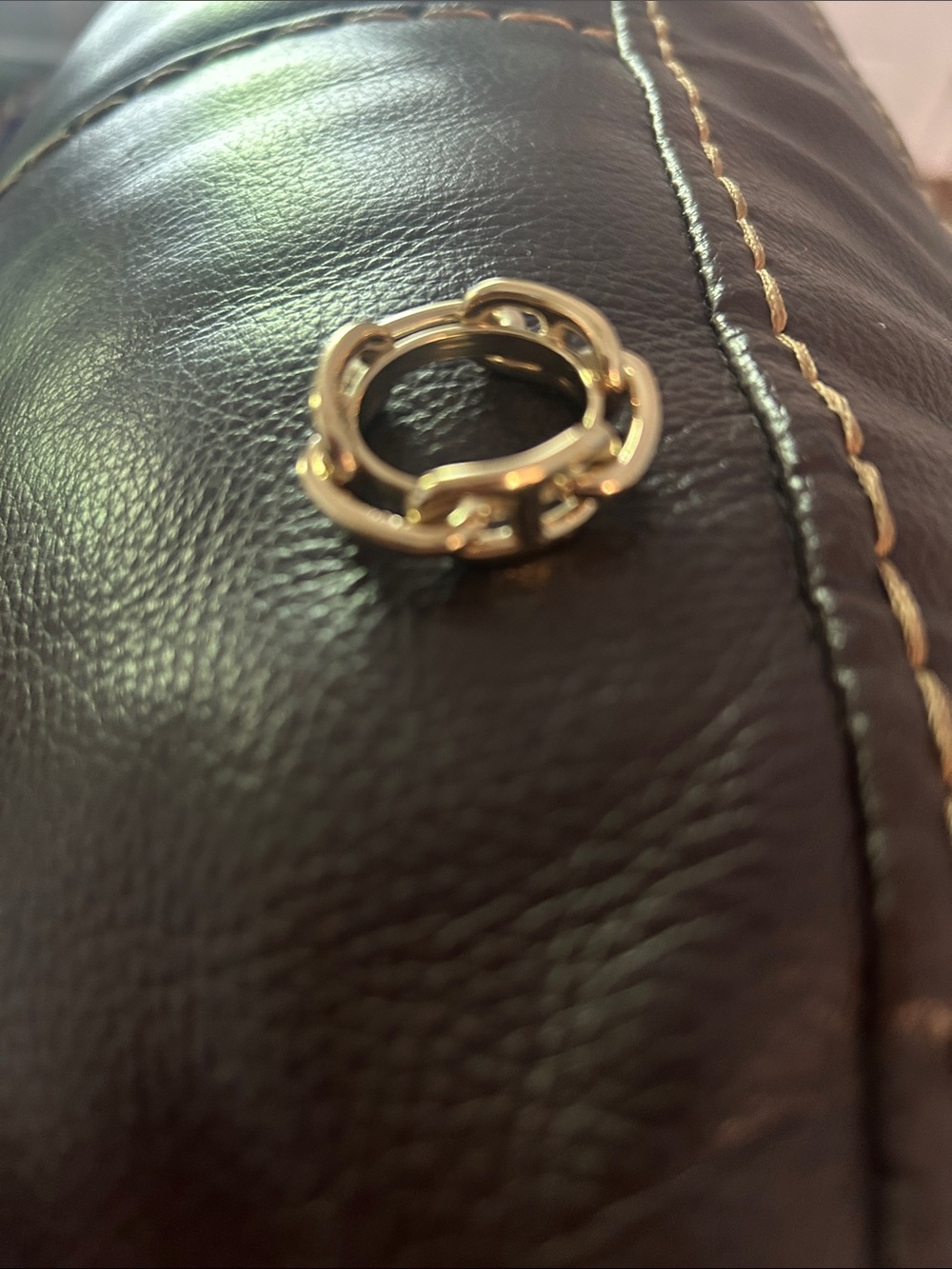 Hermes Gold-Tone Chain Link Scarf Ring - Picture 4 of 5